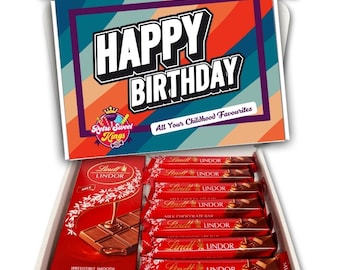 Birthday Gift Box with Lindt Lindor Milk Chocolate Happy Birthday Gift Box Hamper Present