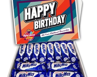 Birthday Gift Box with Milky Way Chocolate Bars Happy Birthday Gift Box Hamper Birthday Present Christmas Fathers Day