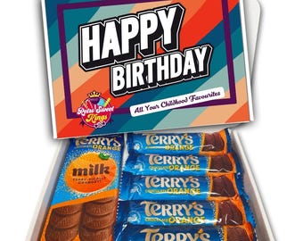 Birthday Gift Box with Terrys Chocolate Orange Chocolate Bars Happy Birthday Gift Box Hamper Present