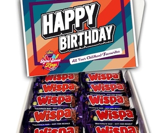 Birthday Gift Box With Cadbury Wispa Milk Chocolate Bars Happy Birthday Gift Box Hamper Present