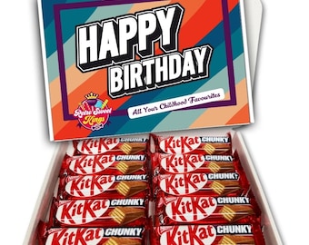 Birthday Gift Box with Nestle KitKat Chunky Chocolate Bars Happy Birthday Gift Box Hamper  Present