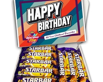 Birthday Gift Box with Cadbury Starbar Chocolate Bars Happy Birthday Gift Box Hamper Present Christmas