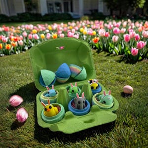 Rainbow Easter Egg Sets | 3D Printed | 6 Eggs & 6 Surprise Animal Minis | Easter Fillers | Easter Cartons | Easter Animals | Easter Gifts