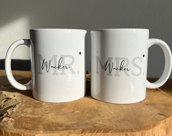 Personalisierte Tassen für Brautpaar 2er Set | Kaffeetasse | Geschenk zur Hochzeit | Geschenkidee