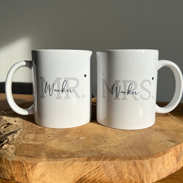 Personalisierte Tassen für Brautpaar 2er Set | Kaffeetasse | Geschenk zur Hochzeit | Geschenkidee