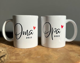 Oma Opa 2024 Tassen | Schwangerschaftsverkündung | Geschenk Großeltern