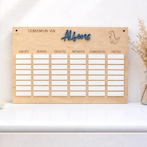Stundenplan,  Stundenplan personalisiert und abwischbar, Geschenk zur Einschulung, Schulkind, Schulbedarf, Zeugnis