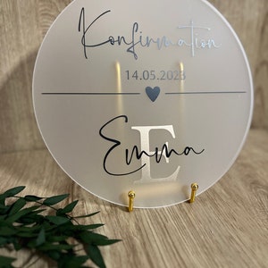 Kommunion Konfirmation Taufe Schild aus Acryl personalisiertes Türschild Acrylglasscheibe Türschild Empfangsschild Bild 4