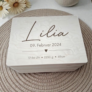 Erinnerungskiste Baby, Aufbewahrungsbox, Geschenk zur Geburt, personalisierte Holzkiste, Geburtstag, Taufgeschenk, Dekoration Kinderzimmer
