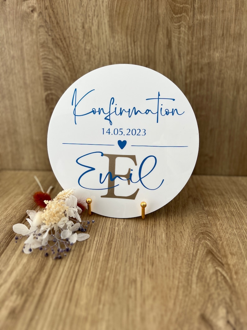 Kommunion Konfirmation Taufe Schild aus Acryl personalisiertes Türschild Acrylglasscheibe Türschild Empfangsschild Bild 6