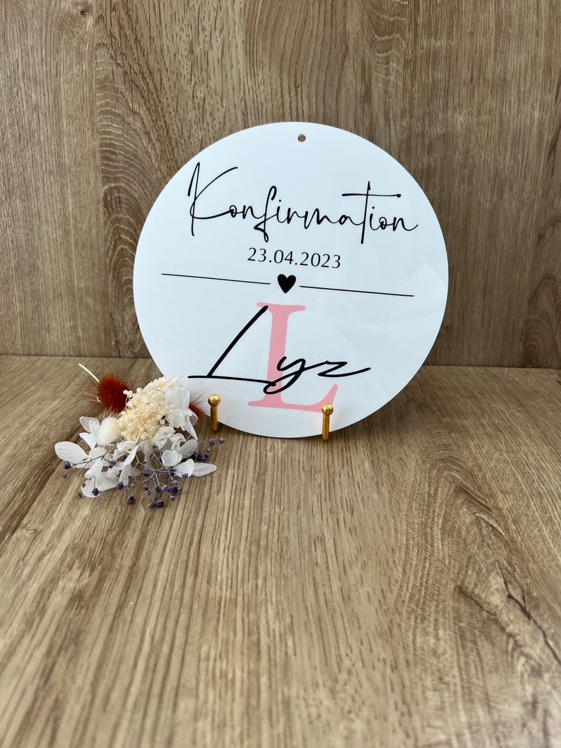 Kommunion Konfirmation Taufe Schild aus Acryl personalisiertes Türschild Acrylglasscheibe Türschild Empfangsschild Bild 7