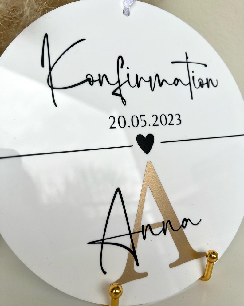 Kommunion Konfirmation Taufe Schild aus Acryl personalisiertes Türschild Acrylglasscheibe Türschild Empfangsschild Bild 3