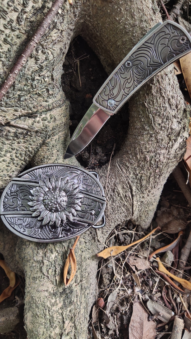 Sunflower Knife Belt Buckle Gift for Tough Guys Forged - Etsy Canada