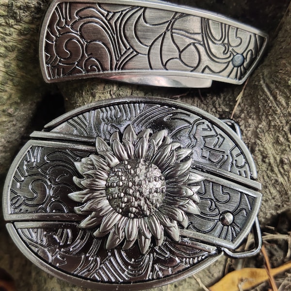 Sunflower Knife Belt Buckle Etsy