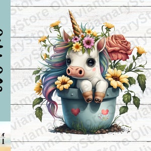 Enchanting Bloom Unicorn SVG Unicorn PNG, Sublimation Design