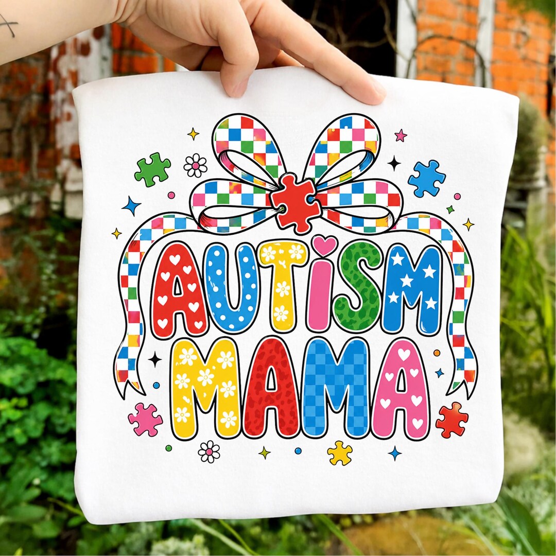 Autism Mom PNG, Puzzle Piece SVG, Checkered Bow Png, Autism Mama ...
