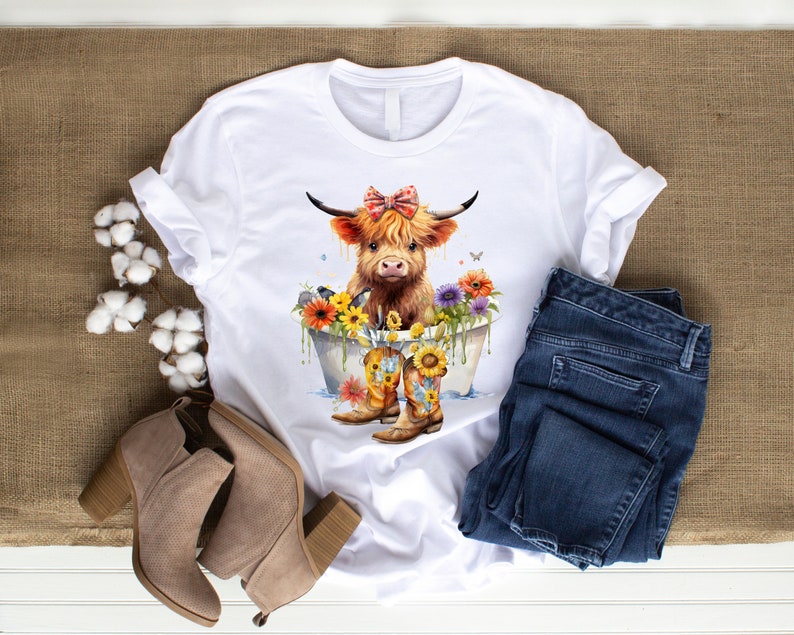 Cute Highland Cow PNG, Calf Png Graphic, Cow in Tub SVG, Cow and ...