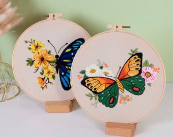 Butterfly Embroidery Kit beginner, Beginner Embroidery kit, Modern embroidery kit cross stitch, Hand Embroidery Kit, Needlepoint, Craft Kit