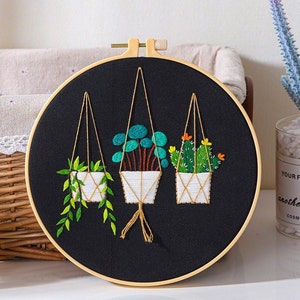 DIY Embroidery Kit beginner, Plant Embroidery kit, Modern embroidery kit cross stitch, Hand Embroidery Kit, Needlepoint, DIY Craft Kit image 10