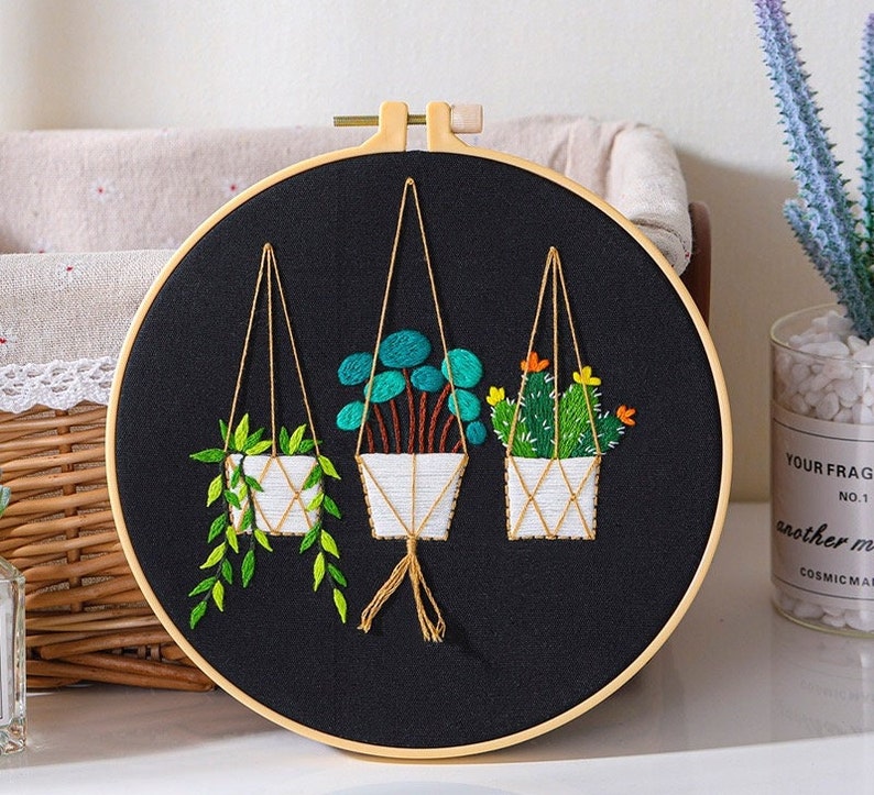 DIY Embroidery Kit beginner, Plant Embroidery kit, Modern embroidery kit cross stitch, Hand Embroidery Kit, Needlepoint, DIY Craft Kit image 10