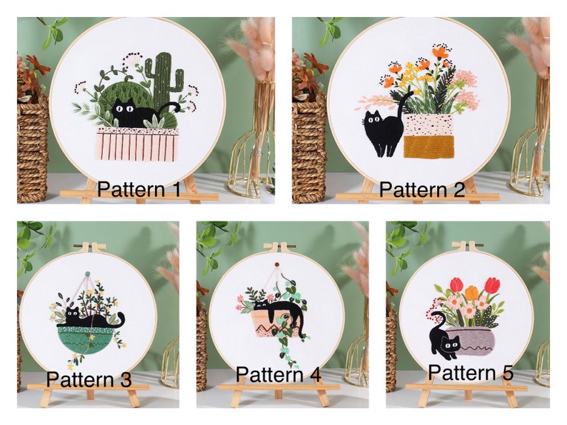 Cat Embroidery Kit beginner, Beginner Embroidery kit, Modern embroidery kit cross stitch, Hand Embroidery Kit, Needlepoint, DIY Craft Kit image 7