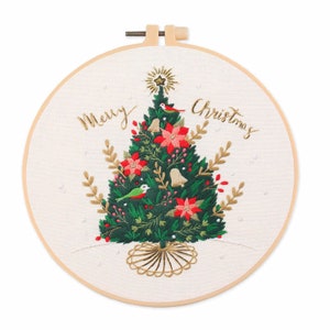 DIY Embroidery Kit beginner, Christmas Embroidery kit, Modern embroidery kit cross stitch, Hand Embroidery Kit, Needlepoint, DIY Craft Kit