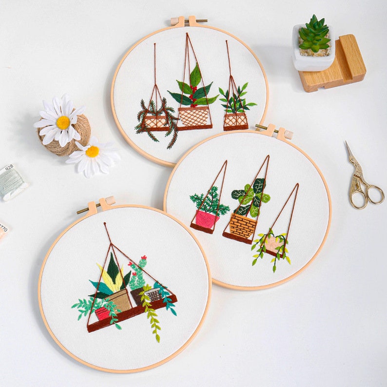 DIY Embroidery Kit beginner, Plant Embroidery kit, Modern embroidery kit cross stitch, Hand Embroidery Kit, Needlepoint, DIY Craft Kit image 8