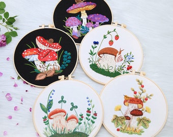 Beginner Embroidery Kit, Beginner Embroidery kit, Modern embroidery kit cross stitch, Hand Embroidery Kit, Needlepoint, DIY Craft/ Mushroom