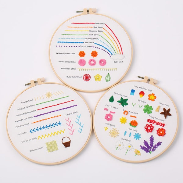 Beginner Embroidery Kit Set of 3, Beginner Embroidery kit, Modern embroidery kit cross stitch, Hand Embroidery Kit, Needlepoint, DIY Craft