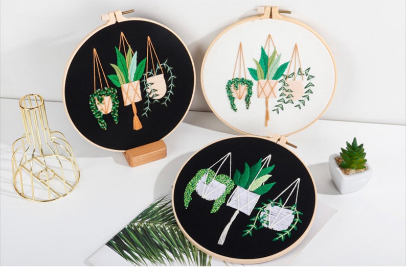 DIY Embroidery Kit beginner, Plant Embroidery kit, Modern embroidery kit cross stitch, Hand Embroidery Kit, Needlepoint, DIY Craft Kit image 2