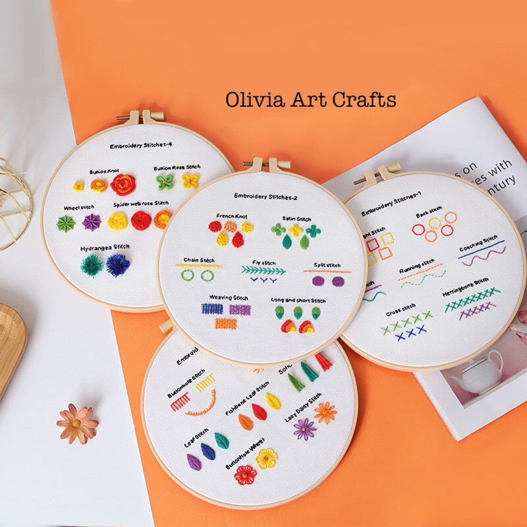 Beginner Embroidery Kit Set of 4, Beginner Embroidery Kit, Modern