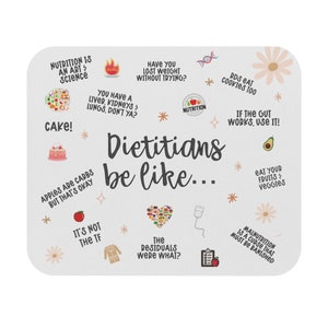 Dietitian's be like...Mouse Pad (Rectangle), white mouse pad, RD day gift, dietitian gift, RD office decor