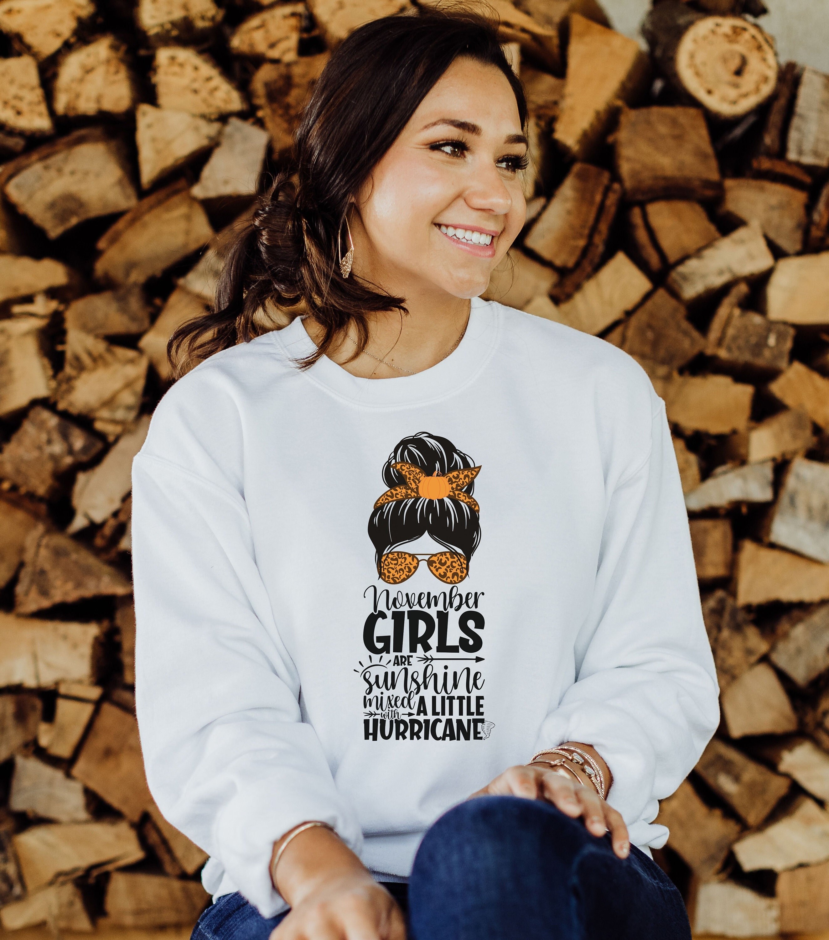 November Girl Sweatshirt Unisex Heavy Blend Crewneck Sweatshirt Messy Bun Shirt Women s Shirt Etsy