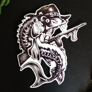Gangster Fish Vinyl Sticker - Etsy