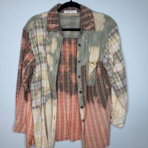Medium Bleached Flannel, Upcycled, Distressed