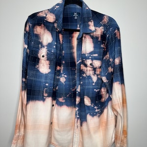 Medium Bleached Flannel, Upcycled, Distressed