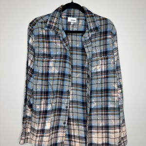 Medium Bleached Flannel, Upcycled, Distressed