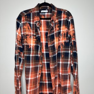 X-Large Bleached Flannel, Upcycled, Distressed