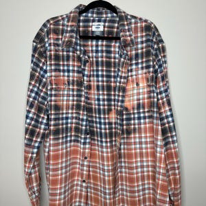 3XL Bleached Flannel, Upcycled, Distressed