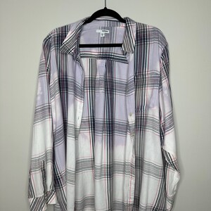 3XL Bleached Flannel, Upcycled, Distressed