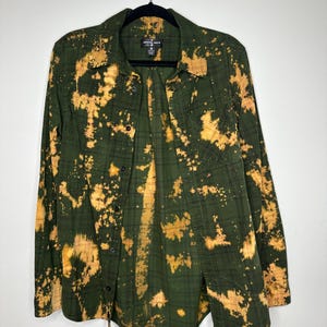 Small Bleached Flannel, Upcycled, Distressed