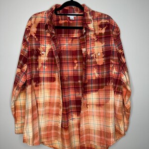 X-Large Bleached Flannel, Upcycled, Distressed