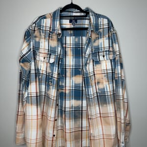 2XL Bleached Flannel, Upcycled, Distressed