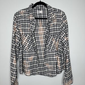 2XL Bleached Flannel, Upcycled, Distressed