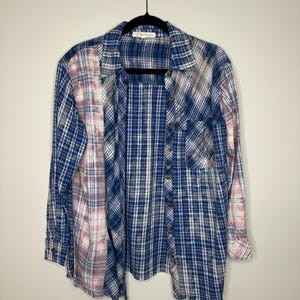 Medium Bleached Flannel, Upcycled, Distressed