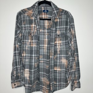 Medium Bleached Flannel, Upcycled, Distressed