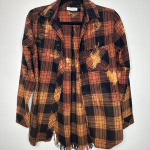 X-Small Bleached Flannel, Upcycled, Distressed