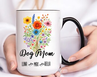 Dog Mom Mug, Custom Coffee Cup, Gift for Dog Lovers, Personalized Mug, Cute Pet Owner Gift, Birthday Present, Christmas Gift for Dog Mom