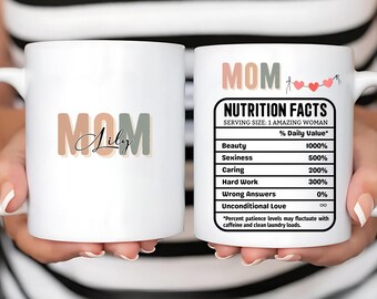 Mom Mug, Custom Coffee Cup, Gift for Mom, Personalized Mug, Cute Mothers Day Gift, Birthday Present for Mom, Christmas Gift for Mother