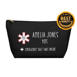 Medical Alert POTS Emergency Salt Tabs Pouch, Personalized Medication Organizer Bag with Name, Custom Travel Meds Case, Health Storage Kit